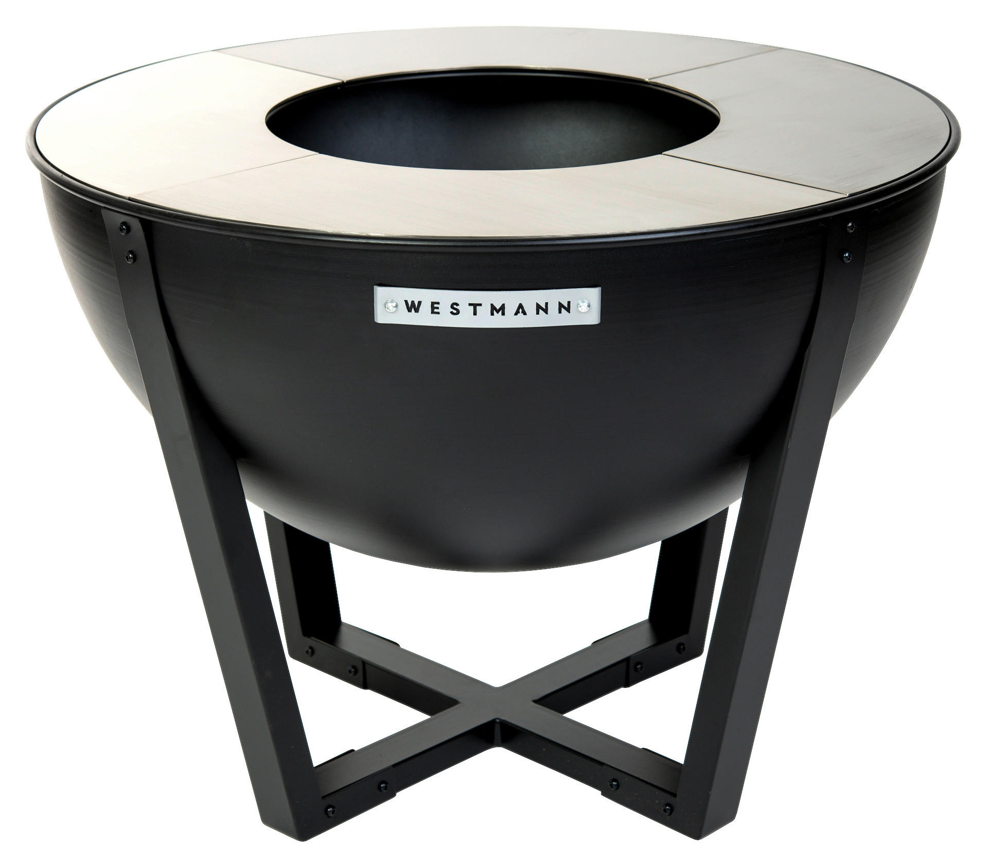 Westmann Feuerstelle mit Grill Premium schwarz Metall H/D: ca. 62x81 cm Premium - schwarz (81,00/62,00cm) - Westmann