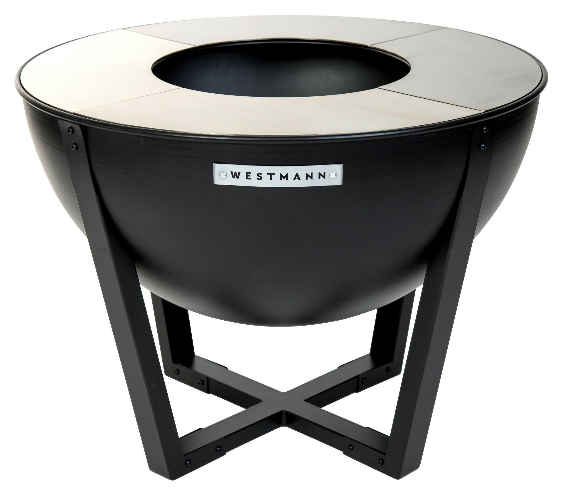 Westmann Feuerstelle mit Grill Premium schwarz Metall H/D: ca. 62x81 cm