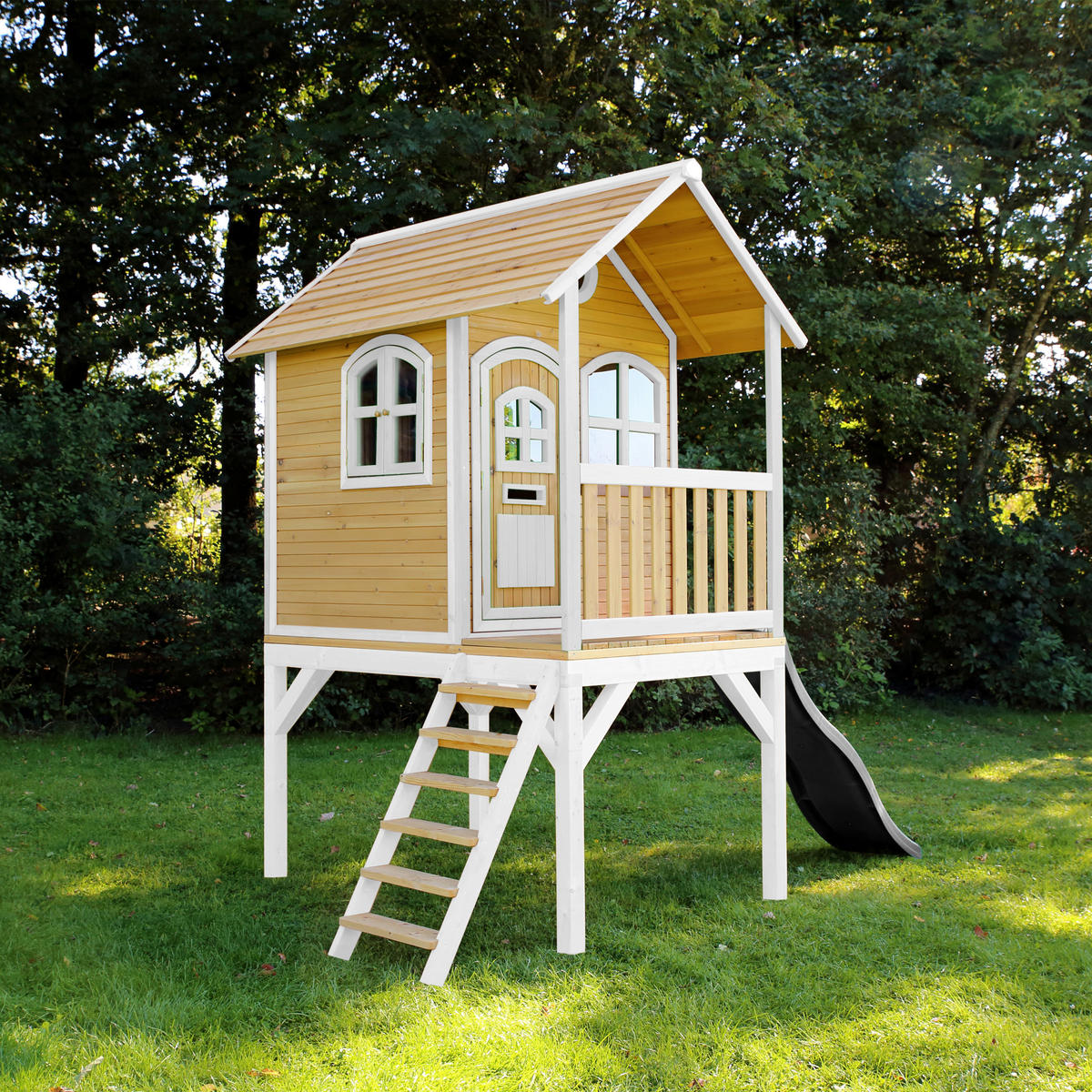 AXI Spielhaus Laura weiß B/H/L: ca. 318x272x191 cm Laura - braun/weiß (191,00/318,00/272,00cm) - AXI