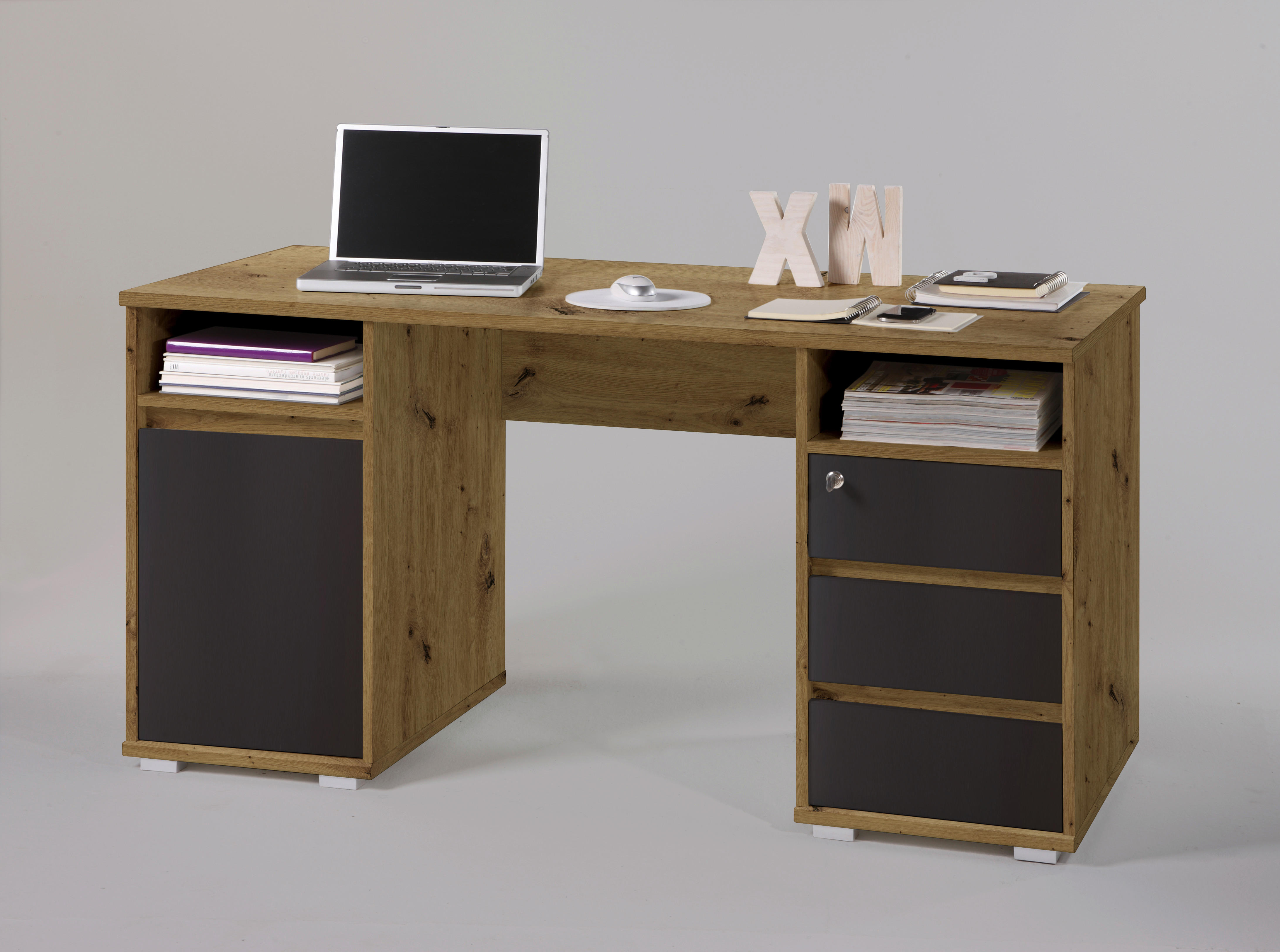 Schreibtisch Primus Eiche Artisan Nachbildung anthrazit B/H/T: ca. 145x74x65 cm Primus - Eiche/anthrazit (145,00/74,00/65,00cm)