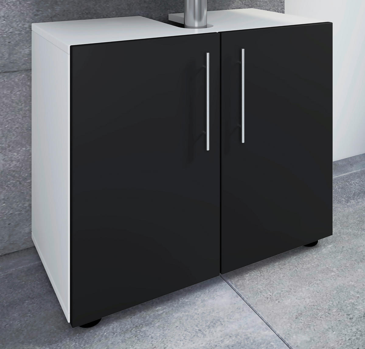 Unterschrank Flandu weiß schwarz B/H/T: ca. 60x51x30 cm Flandu - weiß/schwarz (60,00/51,00/30,00cm) - VCM Möbel