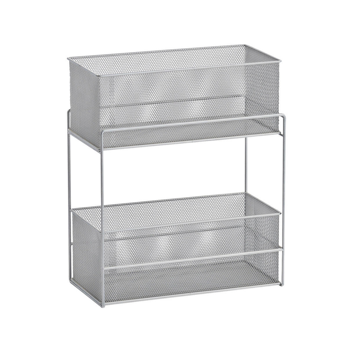 Zeller Etagenregal silber Metall B/H/L: ca. 18,5x42x35 cm Etagenregal - silber (35,00/18,50/42,00cm) - Zeller