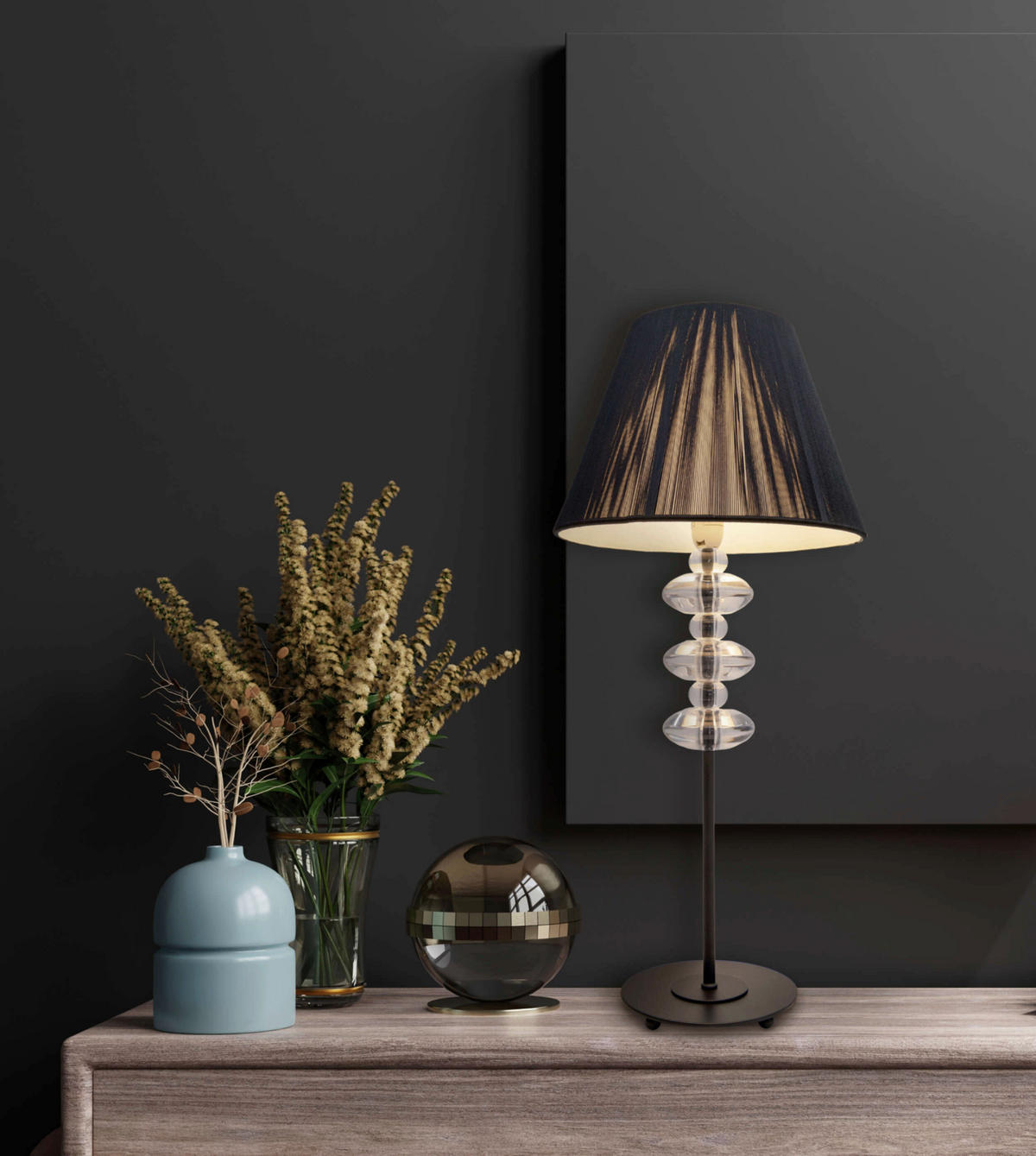 Näve Leuchten Tischleuchte 314022 schwarz Metall Kunststoff B/H/T: ca. 26x51x26 cm E14 1 Brennstellen Tischleuchte - schwarz (26,00/51,00/26,00cm) - Näve Leuchten