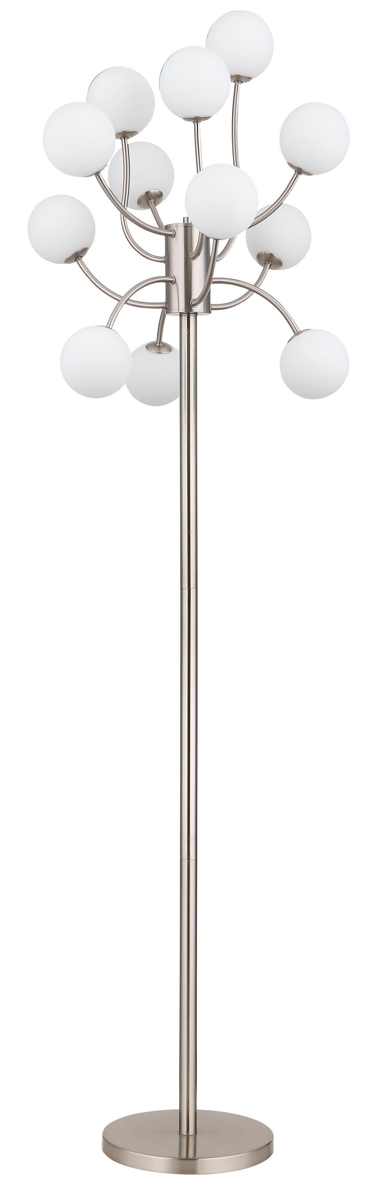 GLOBO Stehleuchte schwarz nickel matt Opal Metall Glas Kunststoff H/D: ca. 200x62 cm G9 12 Brennstellen RIHA - nickel matt/schwarz (62,00/200,00cm) - GLOBO