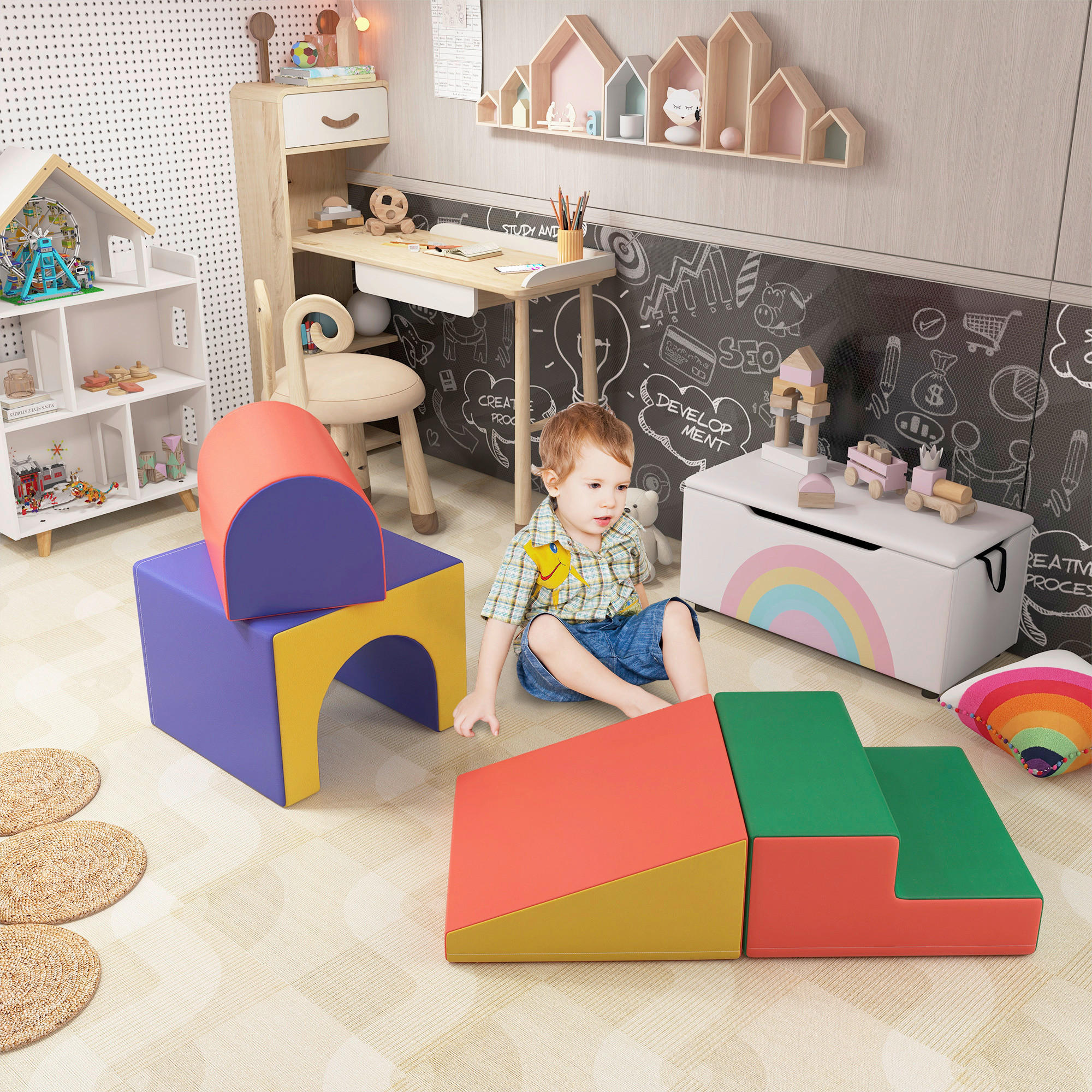 HOMCOM Bausteinset B/H/L: ca. 50x39x150 cm Bausteinset - multicolor (150,00/50,00/39,00cm) - HOMCOM