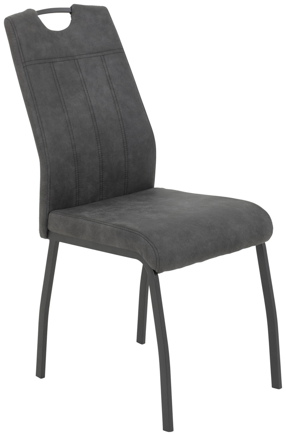 Stuhl 4er Set ELIF III anthrazit Vintage grau Microfaser Metall B/H/T: ca. 44x96x64 cm 4er Set ELIF III - anthrazit/grau (44,00/96,00/64,00cm) - Hela