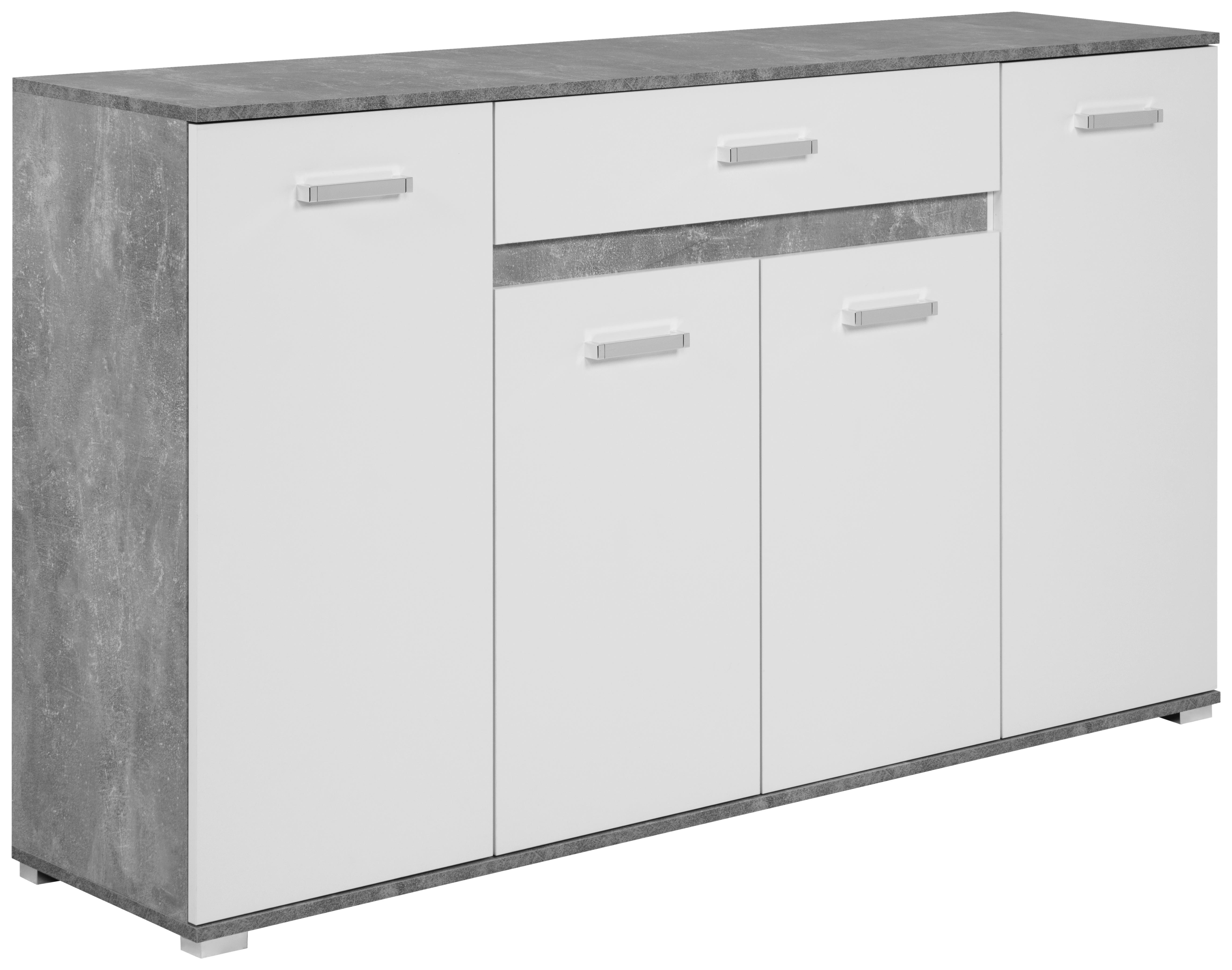 Sideboard Volos Beton Optik weiß B/H/T: ca. 160x90x38 cm Volos - weiß (160,00/90,00/38,00cm)