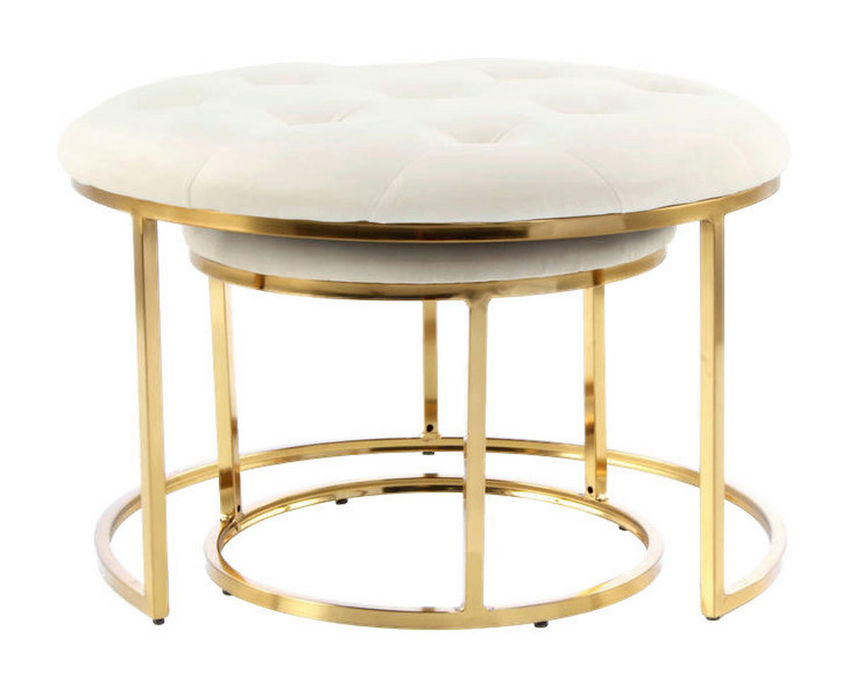 360 Living Hocker Myla 100 2er-Set elfenbein gold Metall Samt H/D: ca. 41x60 cm Myla 100 2er-Set - gold/elfenbein (60,00/41,00cm) - 360 Living