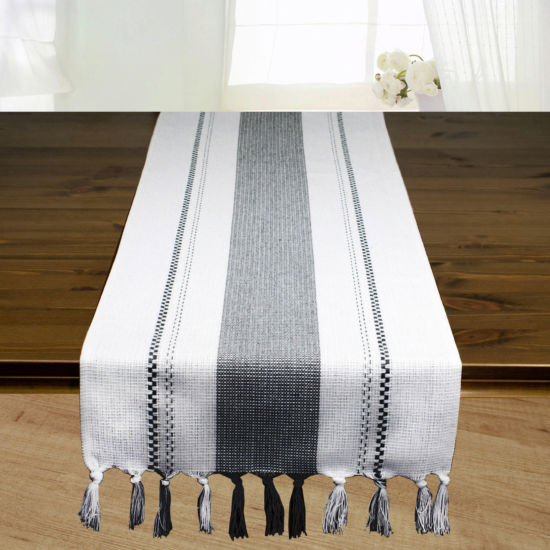 Tischläufer Tischläufer 40x140cm schwarz/weiß - weiß/schwarz (40,00/140,00cm)