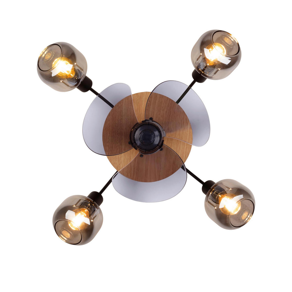 Näve Leuchten Deckenventilator schwarz Metall Glas Kunststoff B/H/T/D: ca. 48x21x48x48 cm E14 4 Brennstellen FUMOSO - schwarz (48,00/21,00/48,00cm) - Näve Leuchten