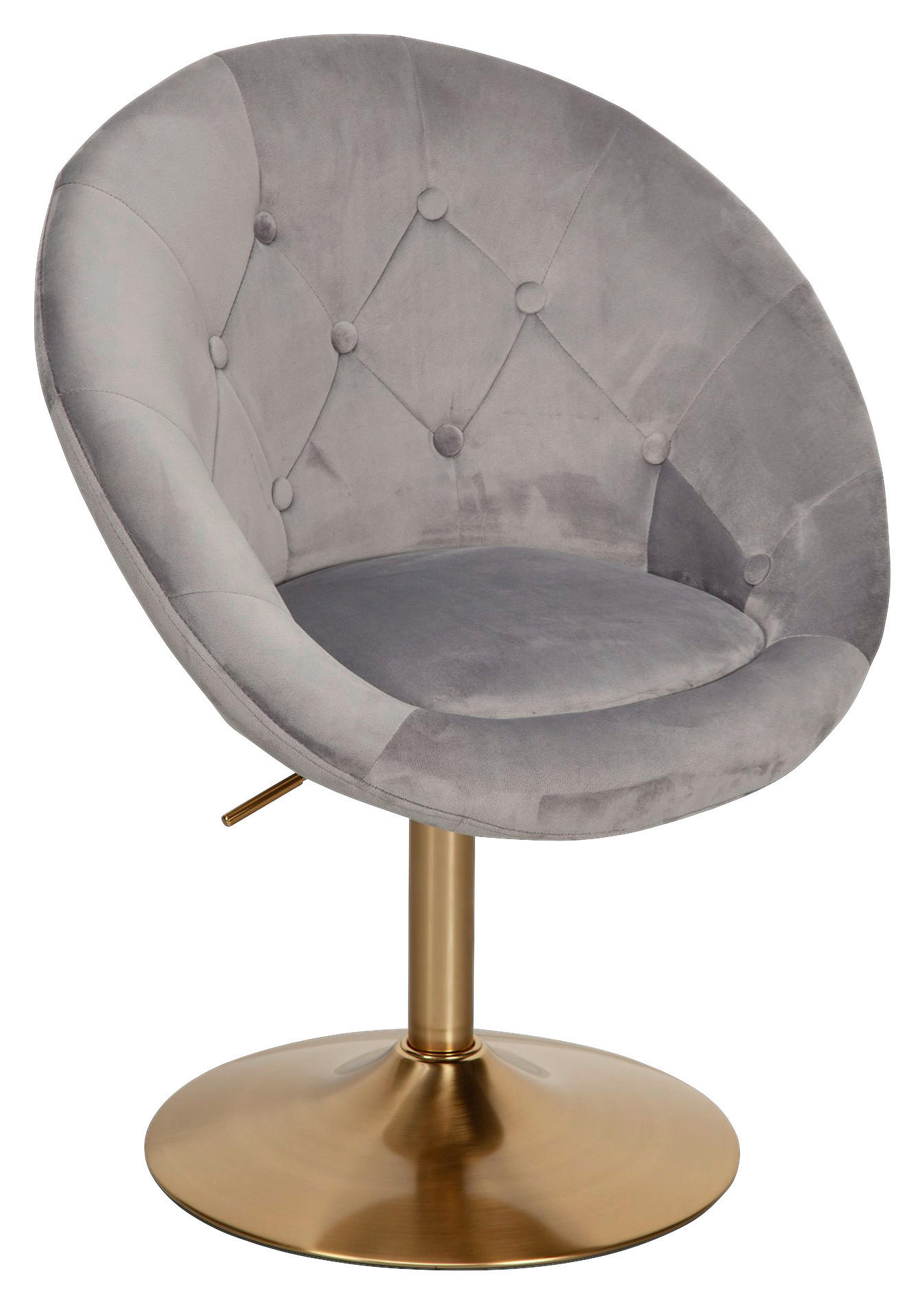 Wohnling Sessel grau gold Stoff Eisen Loungesessel - gold/grau - Wohnling
