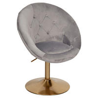 Wohnling Sessel grau gold Stoff Eisen Loungesessel - gold/grau - Wohnling