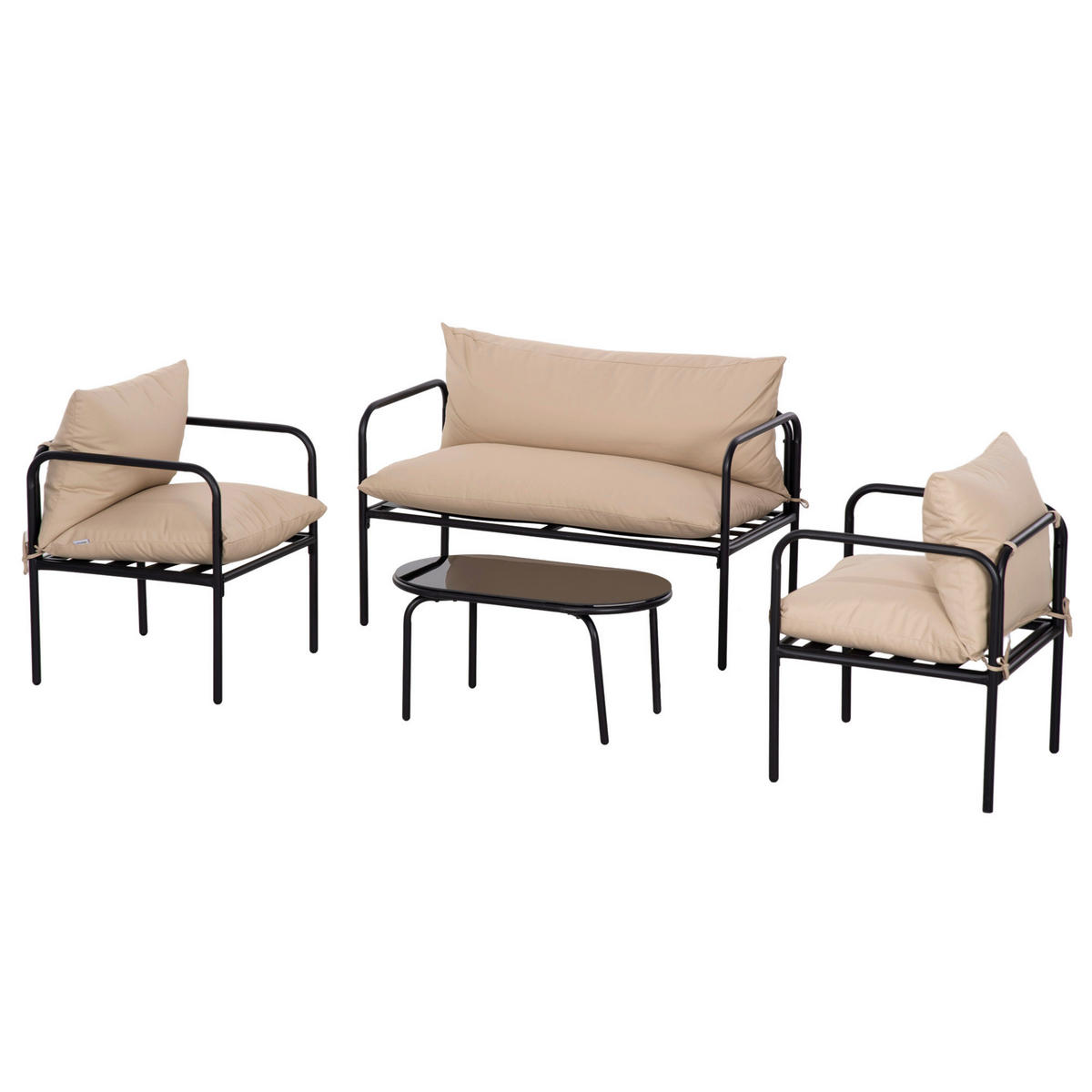 Outsunny Sitzgruppe khaki Polyester B/H/L: ca. 58x116x66 cm Gartenmöbel-Set - khaki (66,00/58,00/116,00cm) - Outsunny