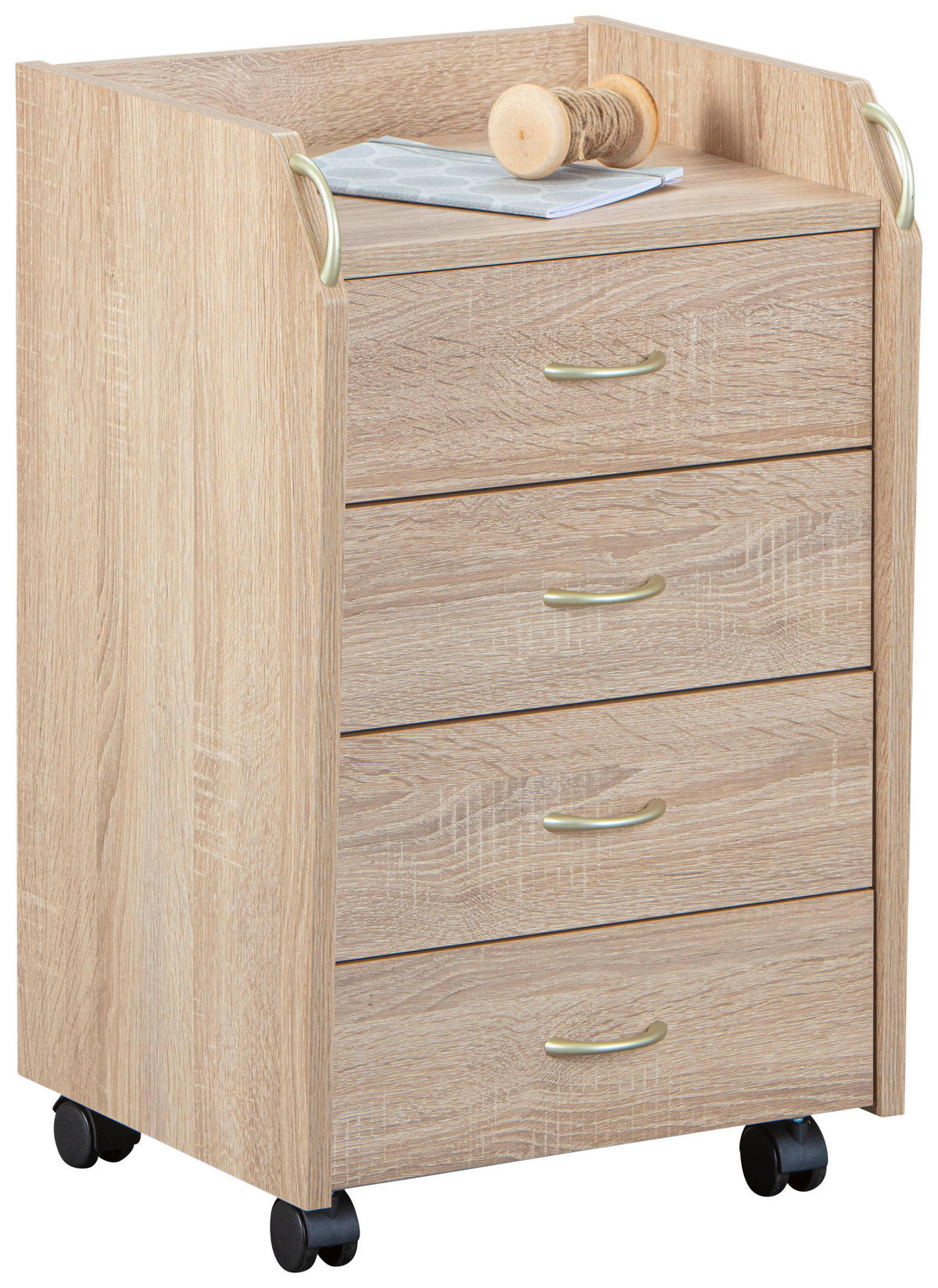 Rollcontainer Novi Eiche Sonoma Nachbildung B/H/T: ca. 40x65x36 cm Novi - Eiche/schwarz (40,00/65,00/36,00cm) - Inter Link