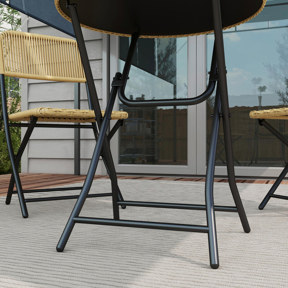 Outsunny Sitzgruppe gelb Polyrattan B/H/L: ca. 60x60x70 cm Bistro-Set - gelb (70,00/60,00/60,00cm) - Outsunny