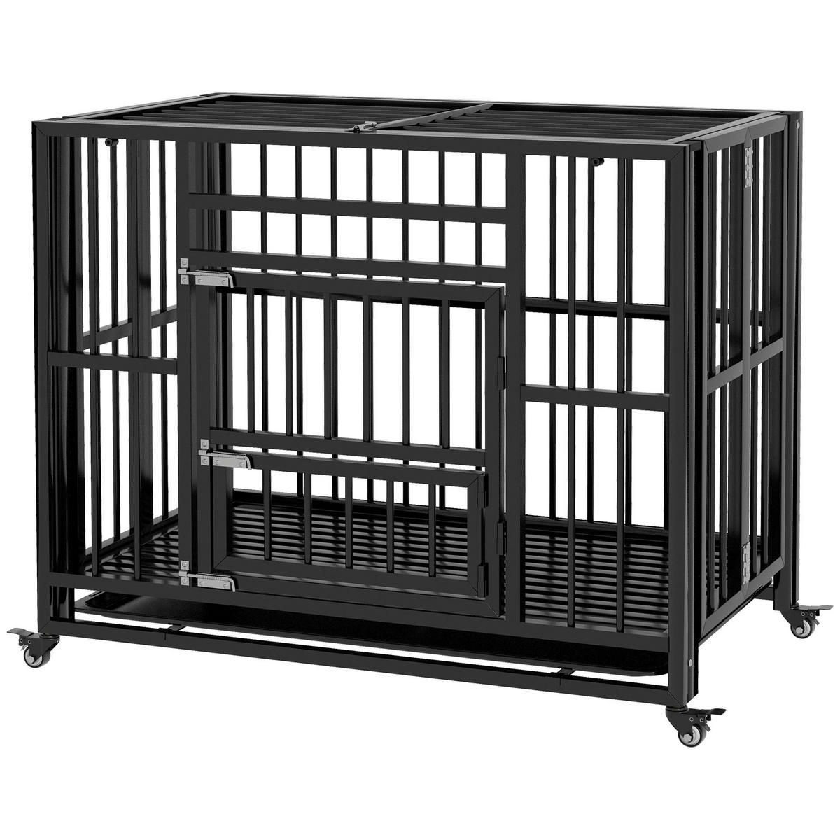 PawHut Hunde-Zubehör schwarz Edelstahl B/H/L: ca. 58x94x78 cm Hundekäfig - schwarz (78,00/58,00/94,00cm) - PawHut