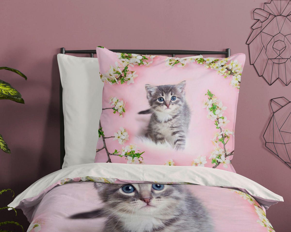 Baumwoll Bettwäsche Pussycat Renforce Pussycat - pink (135,00/200,00cm) - Good Morning