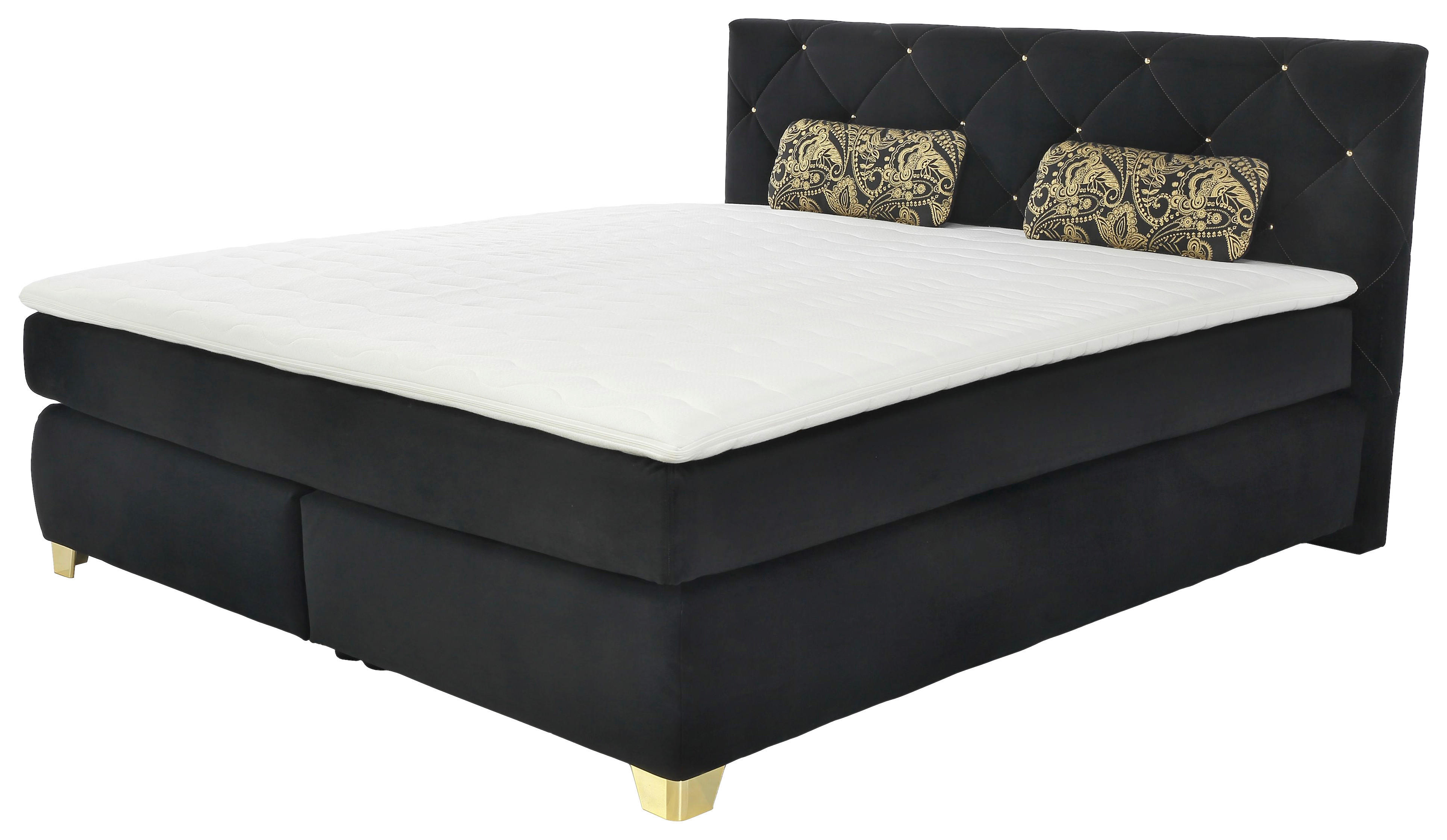 Boxspringbett  schwarz Liegefläche B/L: ca. 180x200 cm Fiona_Boxspringbett - gold/weiß (189,00/106,00/215,00cm)