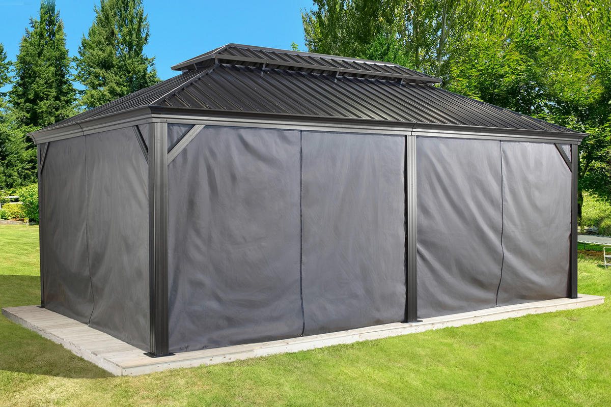 Sojag Pavillon-Vorhang-Set Messina dunkelgrau Polyester Messina - dunkelgrau - Sojag