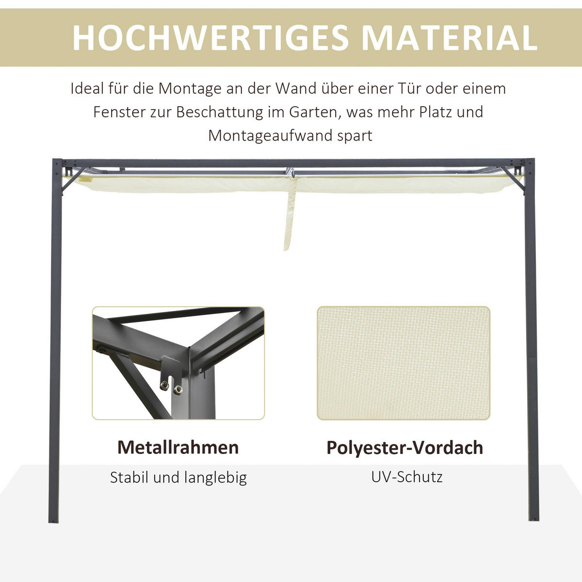Outsunny Pergola cremeweiß Metall B/H/L: ca. 300x230x300 cm Pergola - cremeweiß (300,00/300,00/230,00cm) - Outsunny