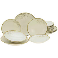CreaTable Tafelservice Nature Collection Natural Living creme Steinzeug 12 tlg. Nature Collection Natural Living - weiß/creme - CreaTable