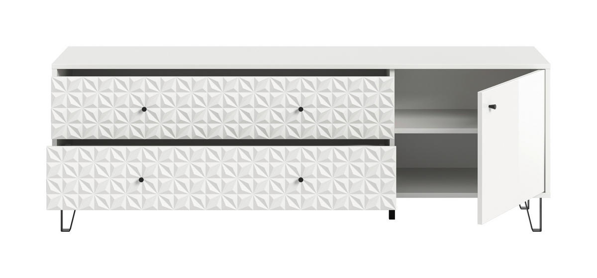 Lowboard PRISMA weiß weiß Hochglanz B/H/T: ca. 164x56x40 cm PRISMA - weiß (164,00/56,00/40,00cm) - xonox.home