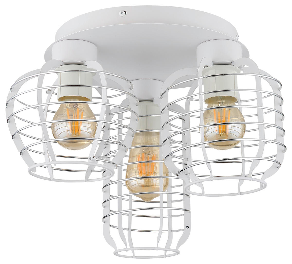 GLOBO Deckenleuchte Chrom weiß Aluminium Metall B/H/L: ca. 38x42x38 cm 3 Brennstellen Deckenleuchte-Nesa - weiß/Chrom (38,00/38,00/42,00cm) - GLOBO