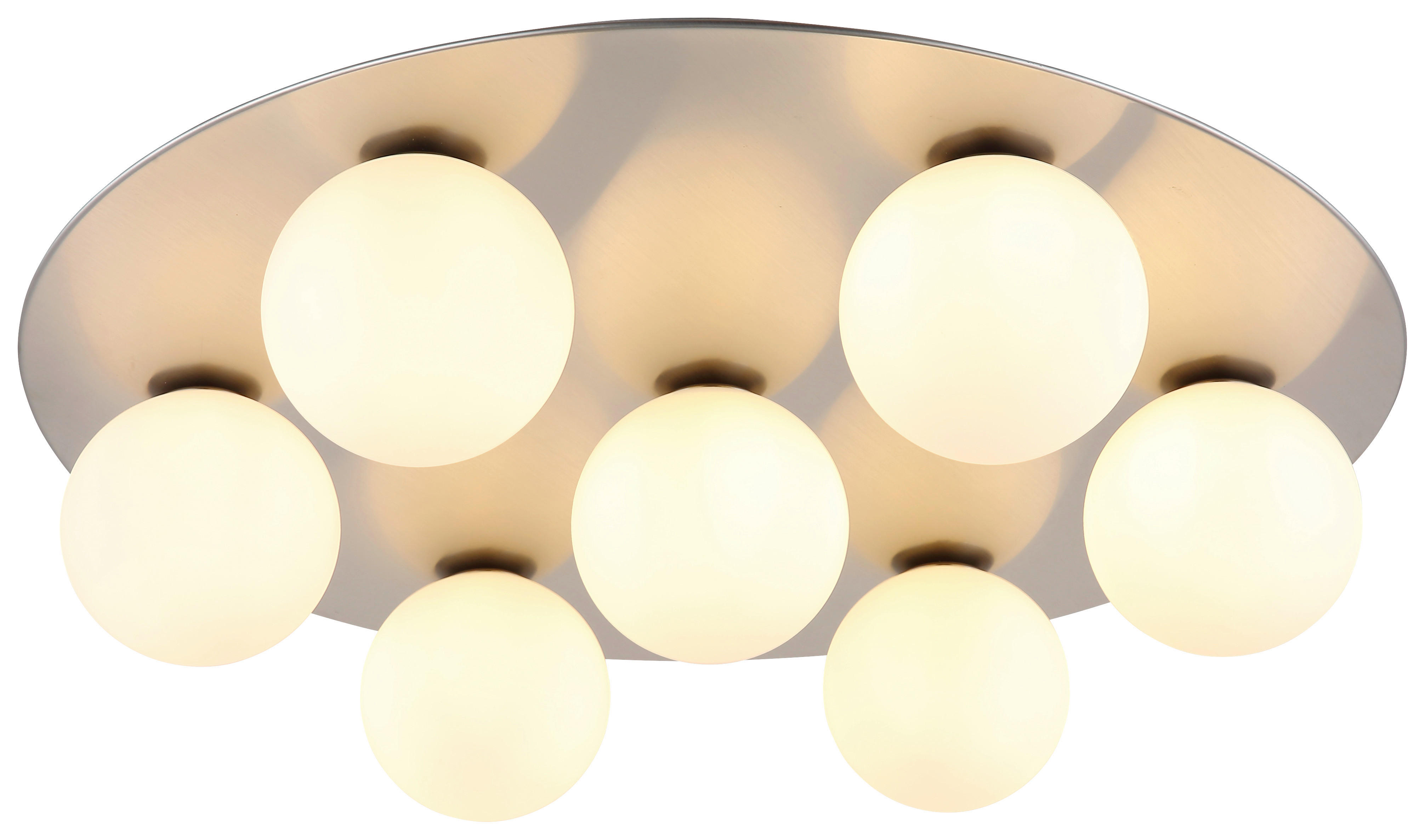 GLOBO Deckenleuchte Opal nickel matt Metall Glas H/D: ca. 15,5x60 cm G9 7 B günstig online kaufen