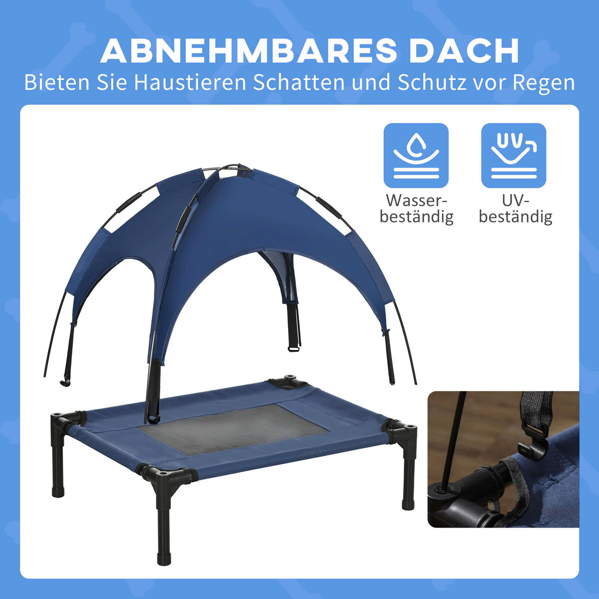 PawHut Hunde-Zubehör dunkelblau Edelstahl B/H/L: ca. 46x61x62 cm Hundebett - schwarz/dunkelblau (62,00/46,00/61,00cm) - PawHut