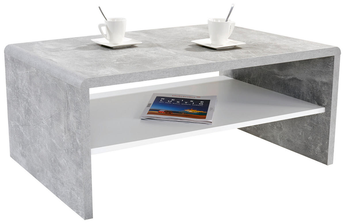Couchtisch Cala Luna C4T02 Beton Optik Alpinweiß Nachbildung B/H/T: ca. 100x40x59 cm Cala Luna C4T02 - Beton/Alpinweiß (100,00/40,00/59,00cm)
