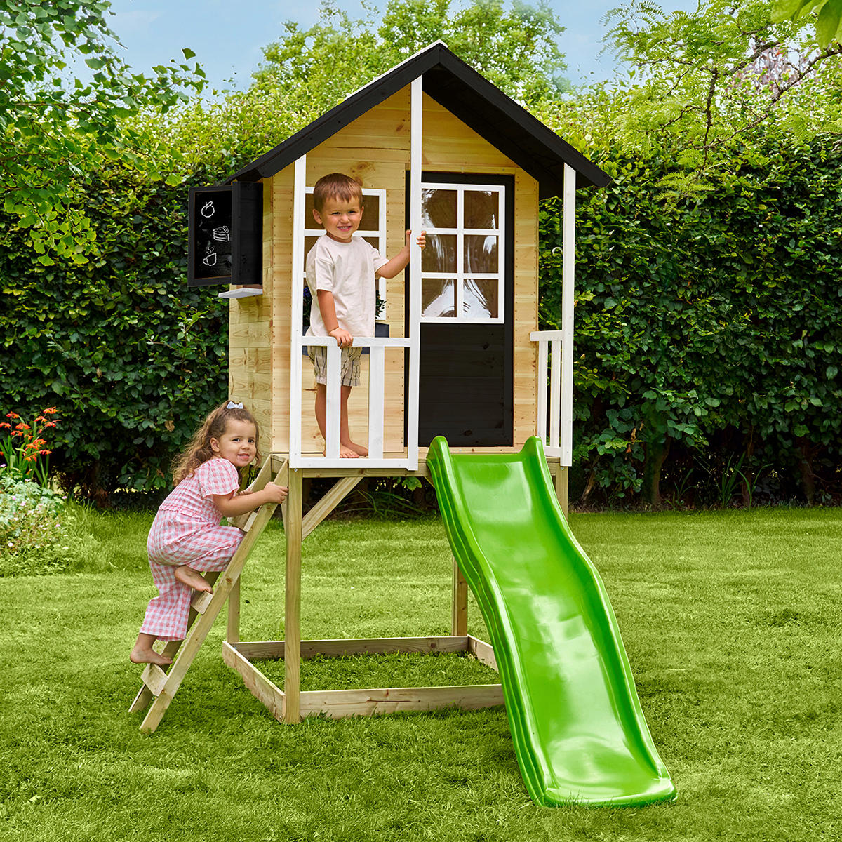 Zwerkules Spielhaus Holli weiß B/H/L: ca. 148x224x270 cm Holli - weiß/natur (270,00/148,00/224,00cm) - Zwerkules