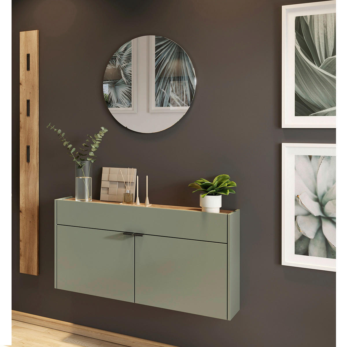 Garderobe 7939-629 B/H/T: ca. 140x200x22 cm 7939-629 - Eiche/grün (140,00/200,00/22,00cm) - Germania