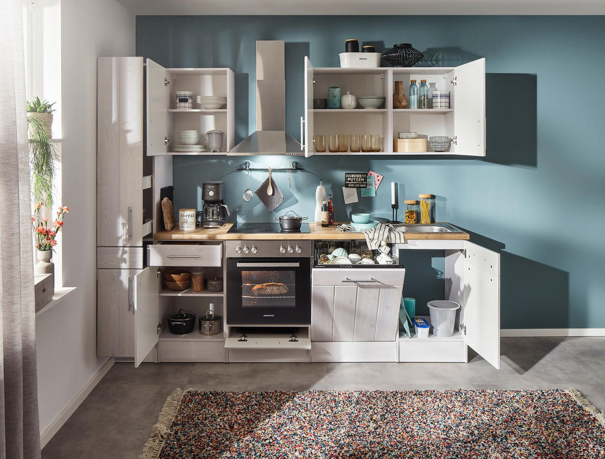 Respekta Küchenblock Premium weiß matt B/H/T: ca. 250x211x60 cm Premium - weiß (250,00/211,00/60,00cm) - Respekta