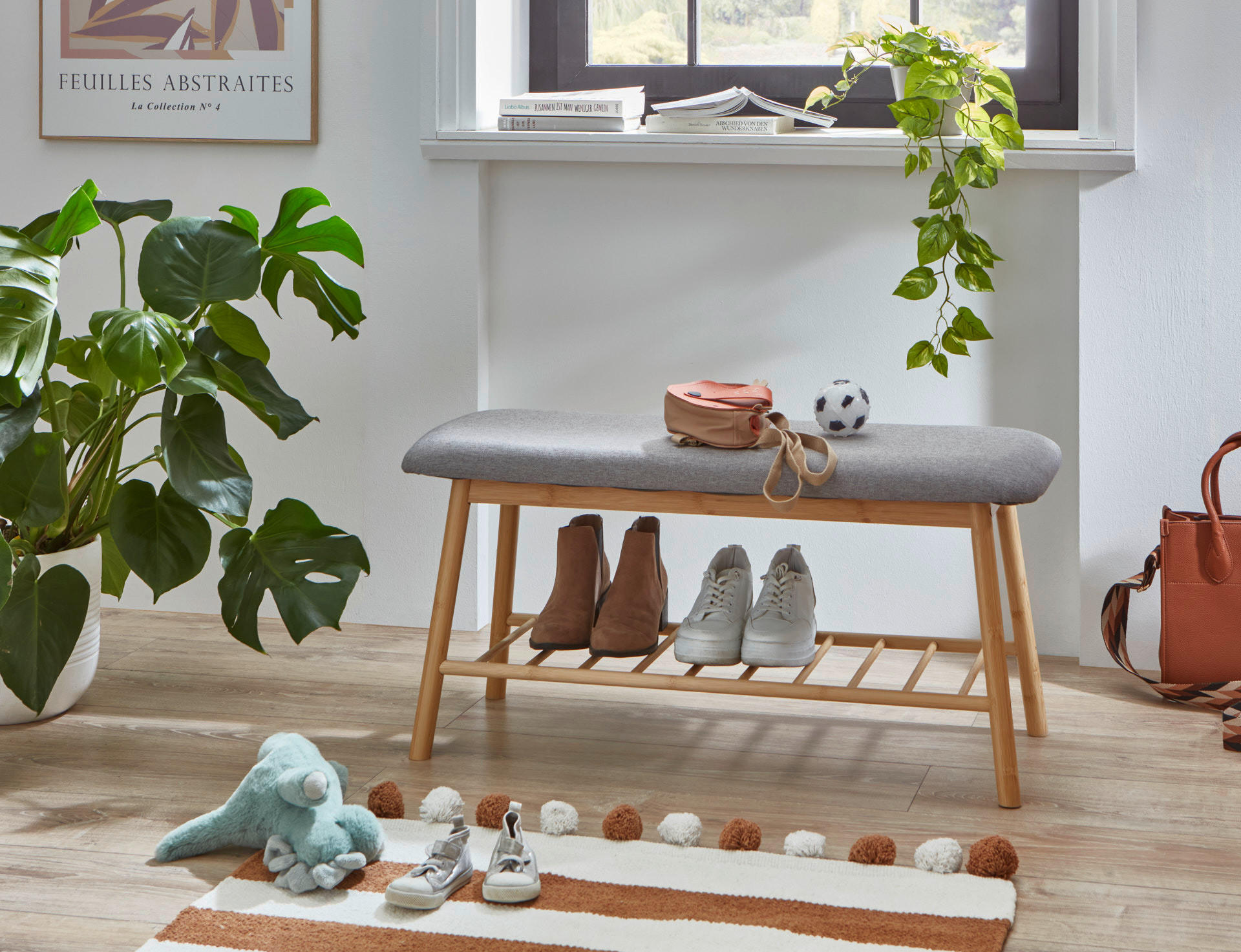 Thumbnail - Sitzbank natur grau B/H/T: ca. 90x45x34 cm