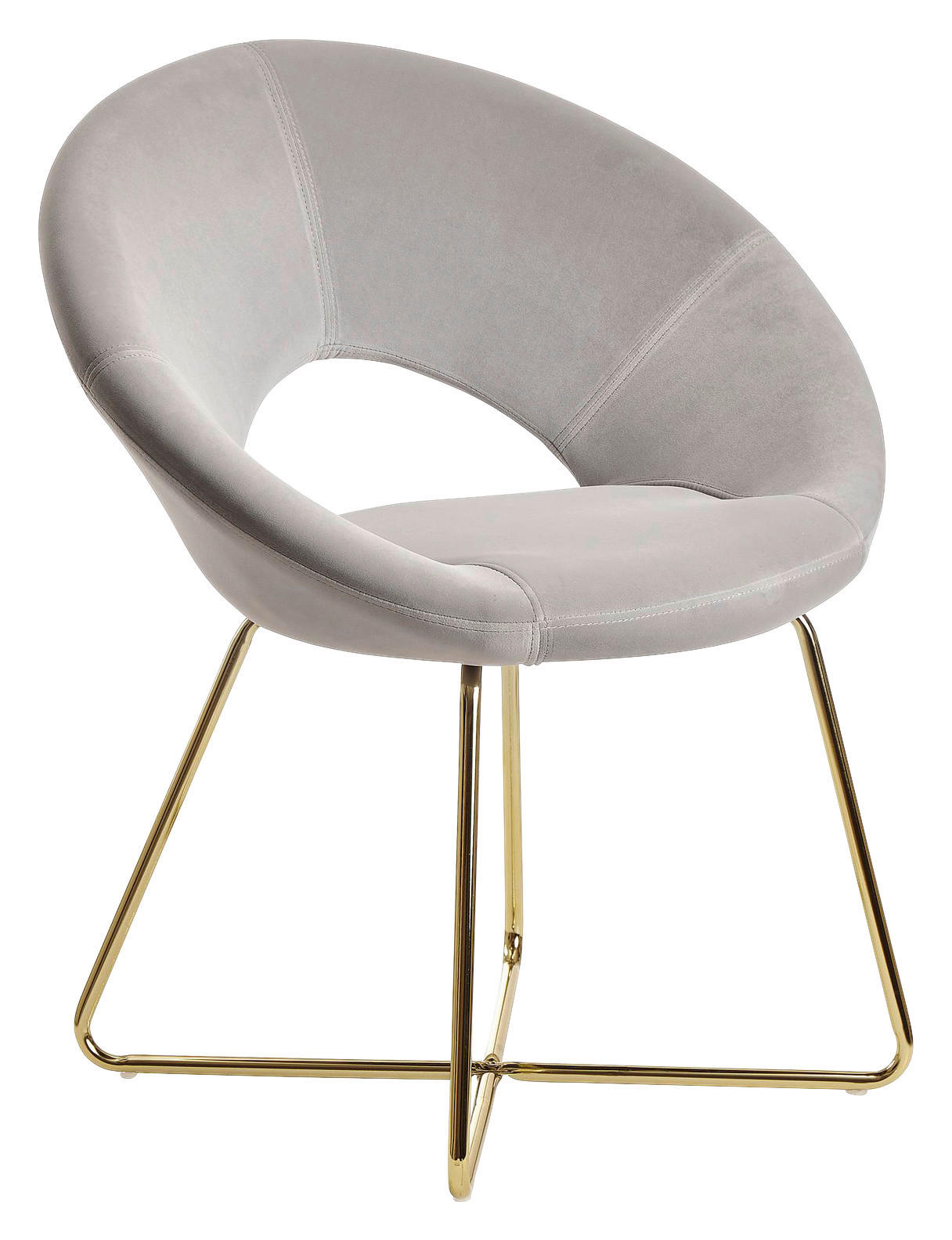 Stuhl beige gold Stoff Eisen B/H/T: ca. 57x83x60 cm