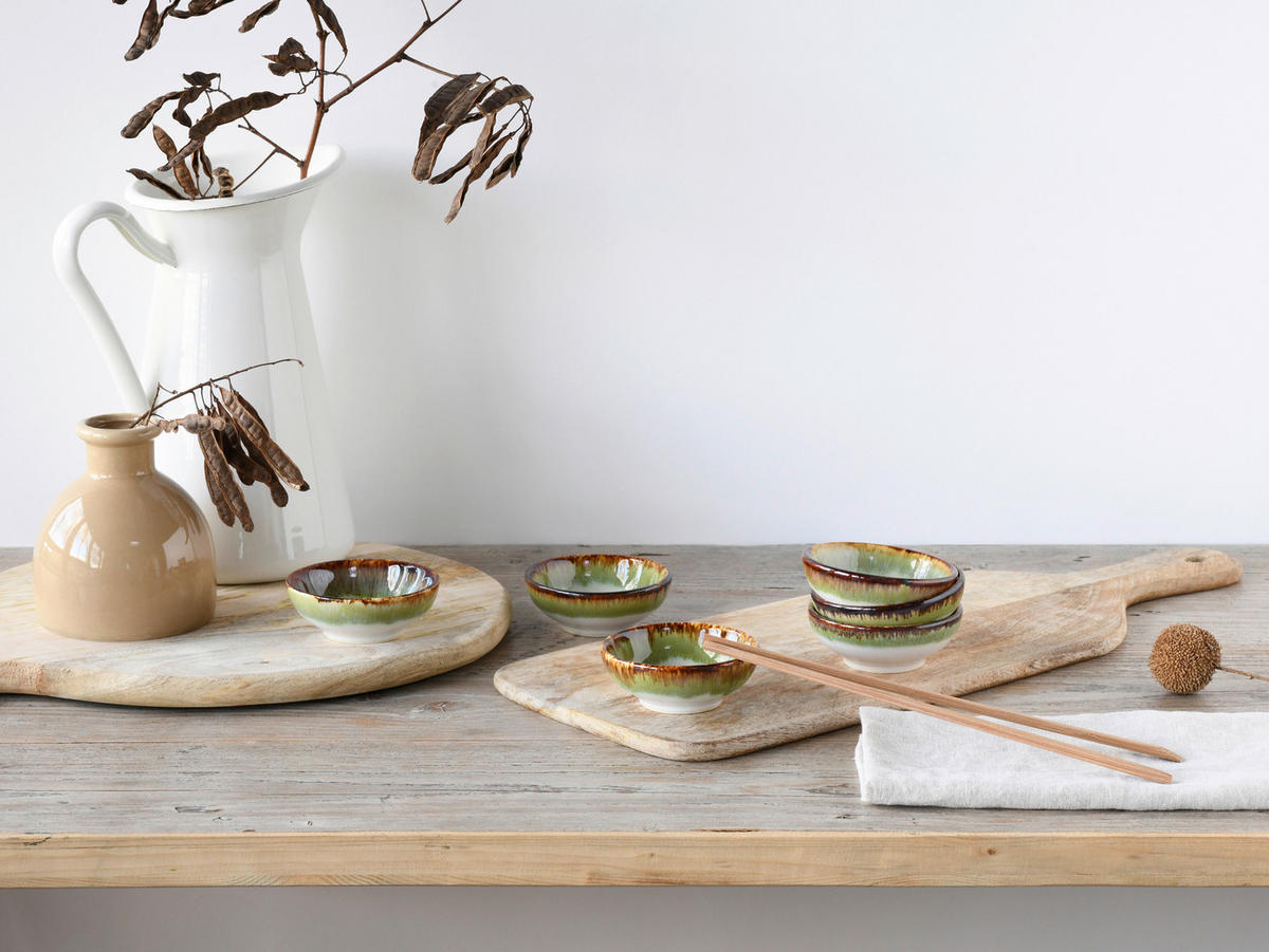 CreaTable Dipschalen-Set Cascade grün Steinzeug Cascade - grün - CreaTable