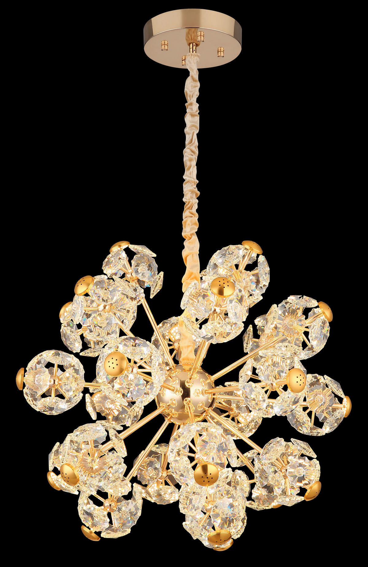 GLOBO Pendelleuchte klar gold Glas Metall H/D: ca. 135x65 cm 1.0 Brennstellen Floriella - gold/klar (65,00/135,00cm) - GLOBO