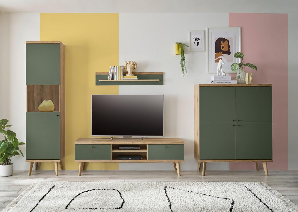 Vitrine Alva Eiche Evoke Coast Nachbildung salbei B/H/T: ca. 50x197x40 cm Alva - Eiche/salbei (50,00/197,00/40,00cm)