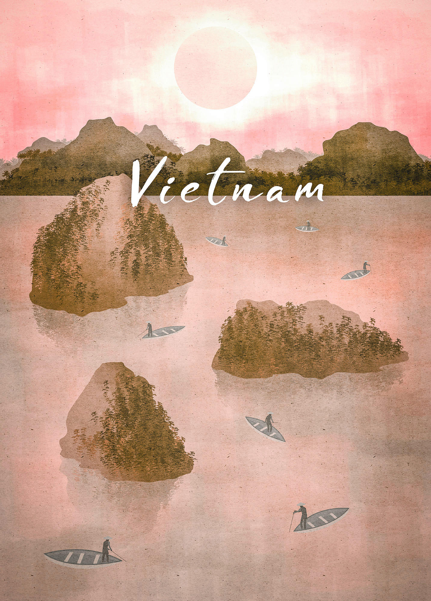 Komar Wandbild Vintage Travel Vietnam Landschaft B/L: ca. 50x70 cm günstig online kaufen