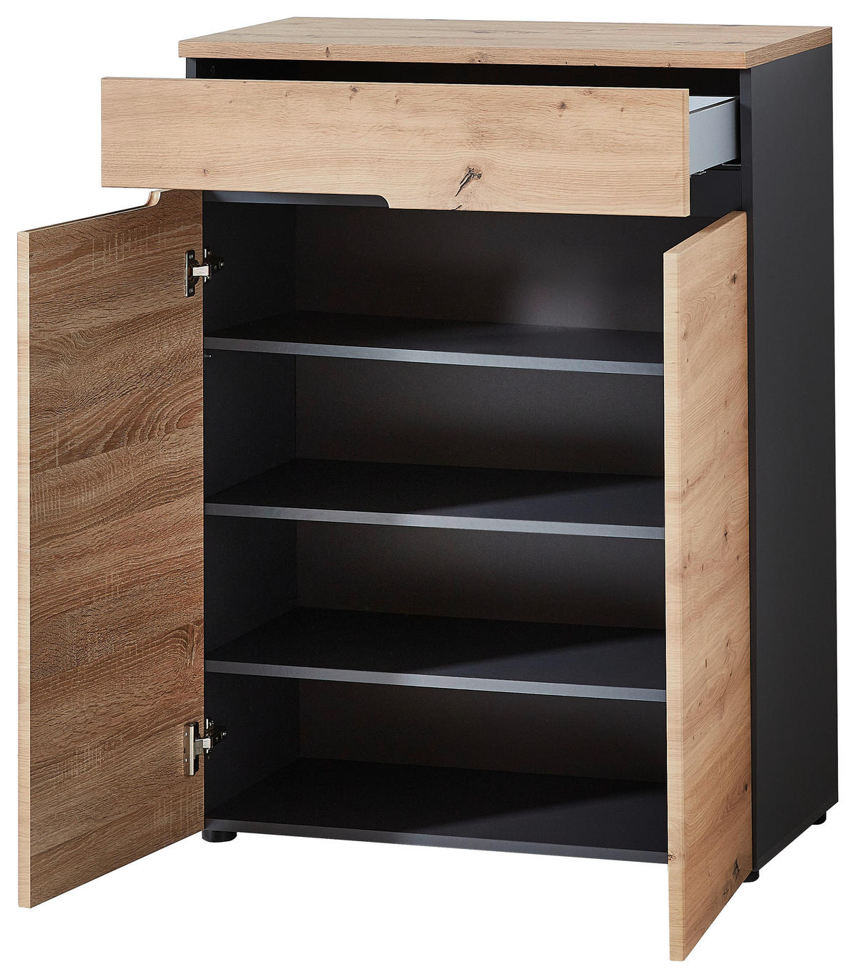 Schuhkommode Memphis Eiche Artisan Nachbildung Graphit B/H/T: ca. 80x107x38 cm Memphis - Eiche/Graphit (80,00/107,00/38,00cm)