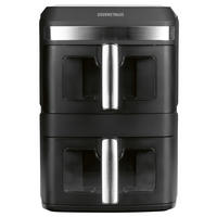 GOURMETmaxx Heißluftfritteuse 16439 schwarz Kunststoff B/H/L: ca. 28,2x42,3x40,8 cm ca. 6 l Doppel-Heißluftfritteuse 16439 - schwarz/silber (40,80/28,20/42,30cm) - GOURMETmaxx