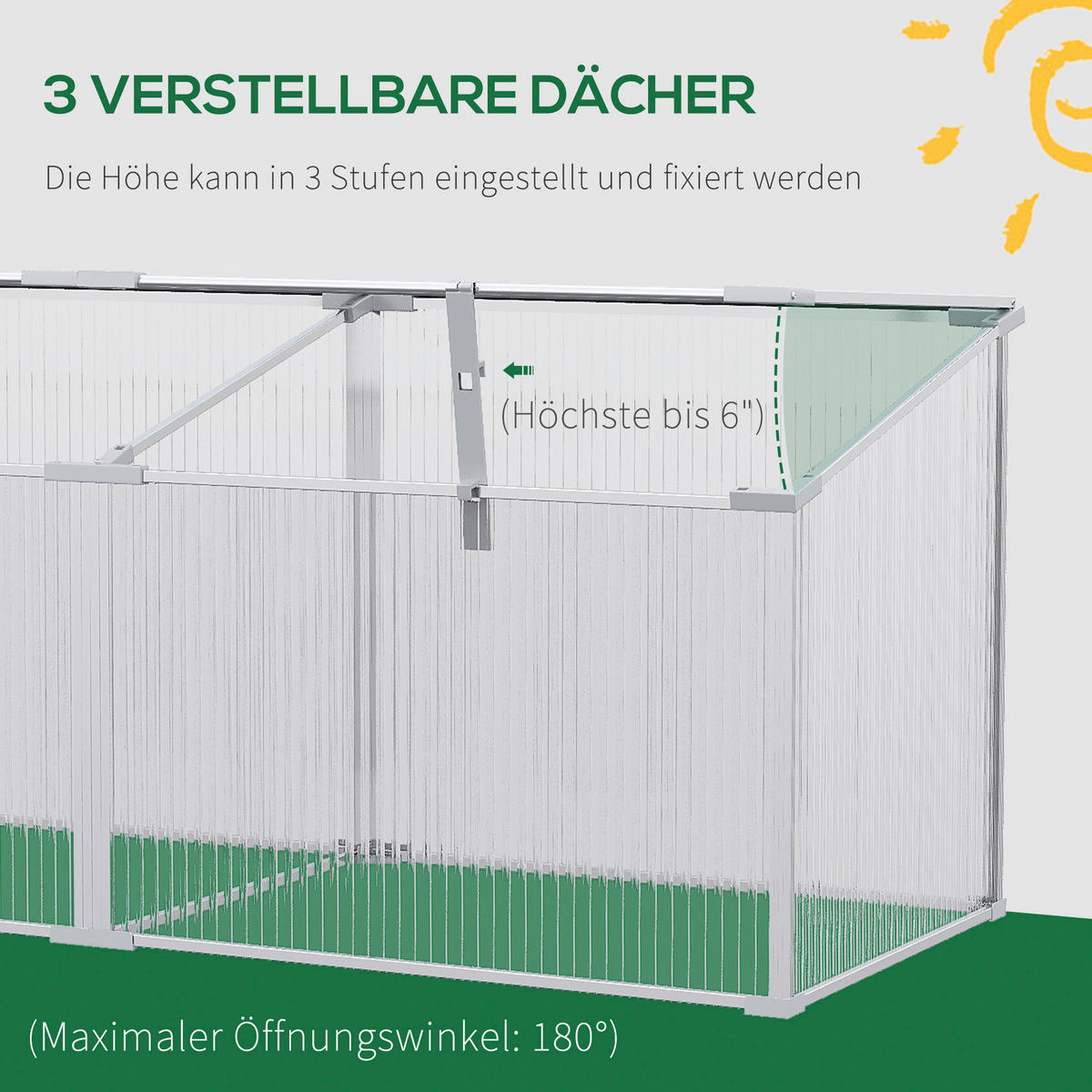 Outsunny Gewächshaus B/H/L: ca. 51x180x51 cm Frühbeet - silber (51,00/51,00/180,00cm) - Outsunny