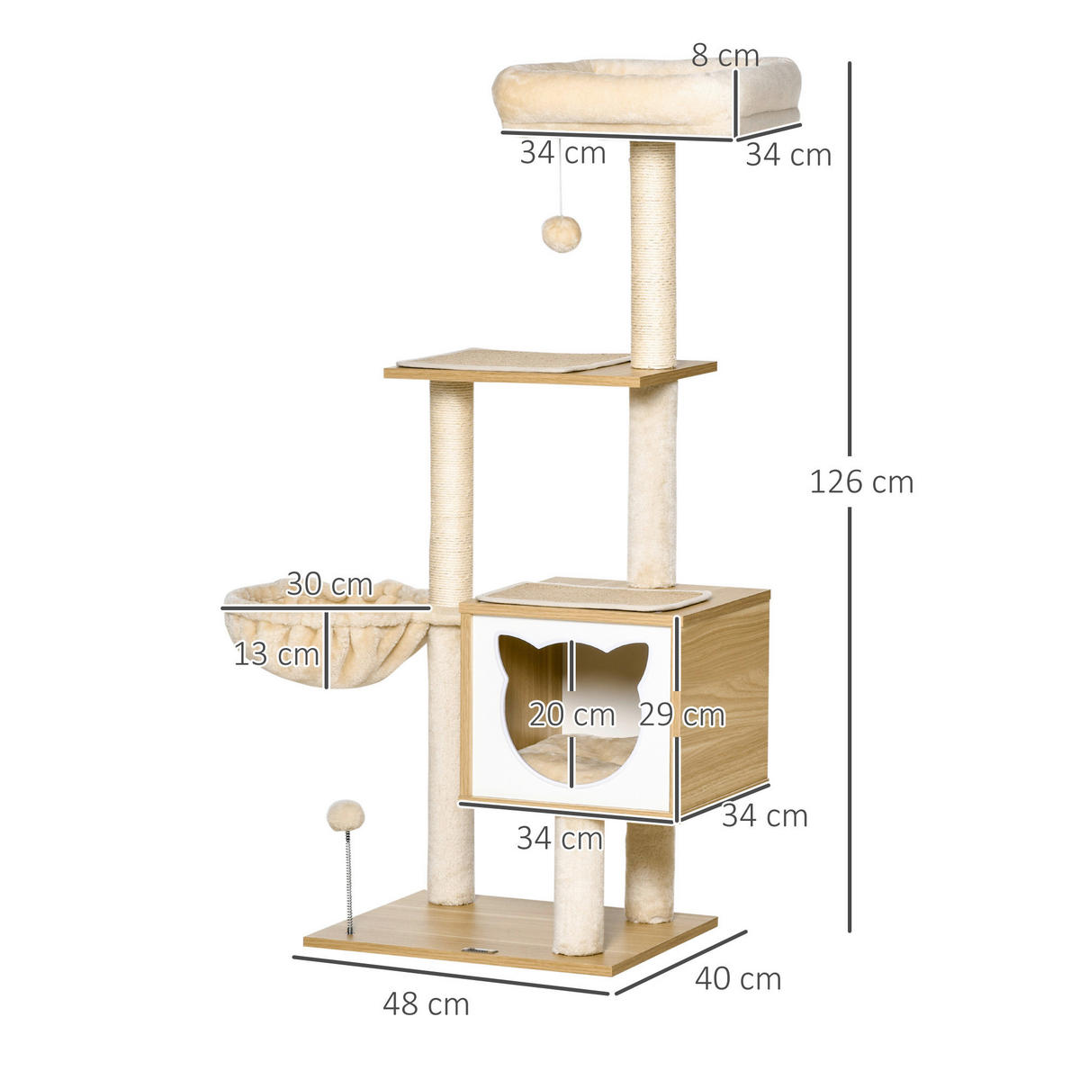 PawHut Kratzbaum Kratzbaum - (48,00/40,00/126,00cm) - PawHut