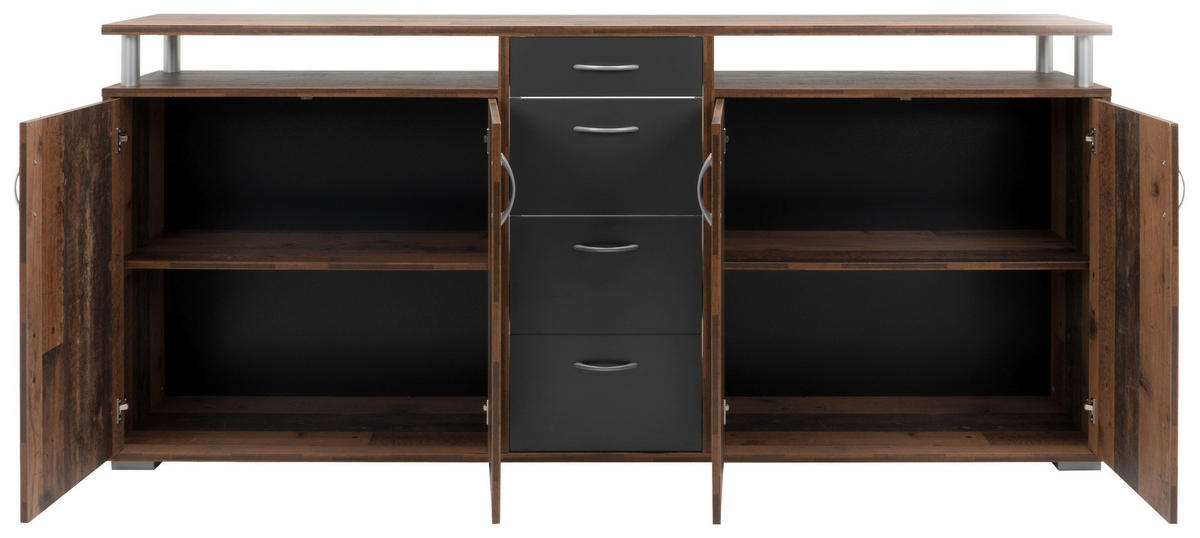 Sideboard Maximo Old Wood Nachbildung anthrazit B/H/T: ca. 208x94x38 cm Maximo - anthrazit (208,00/94,00/38,00cm)
