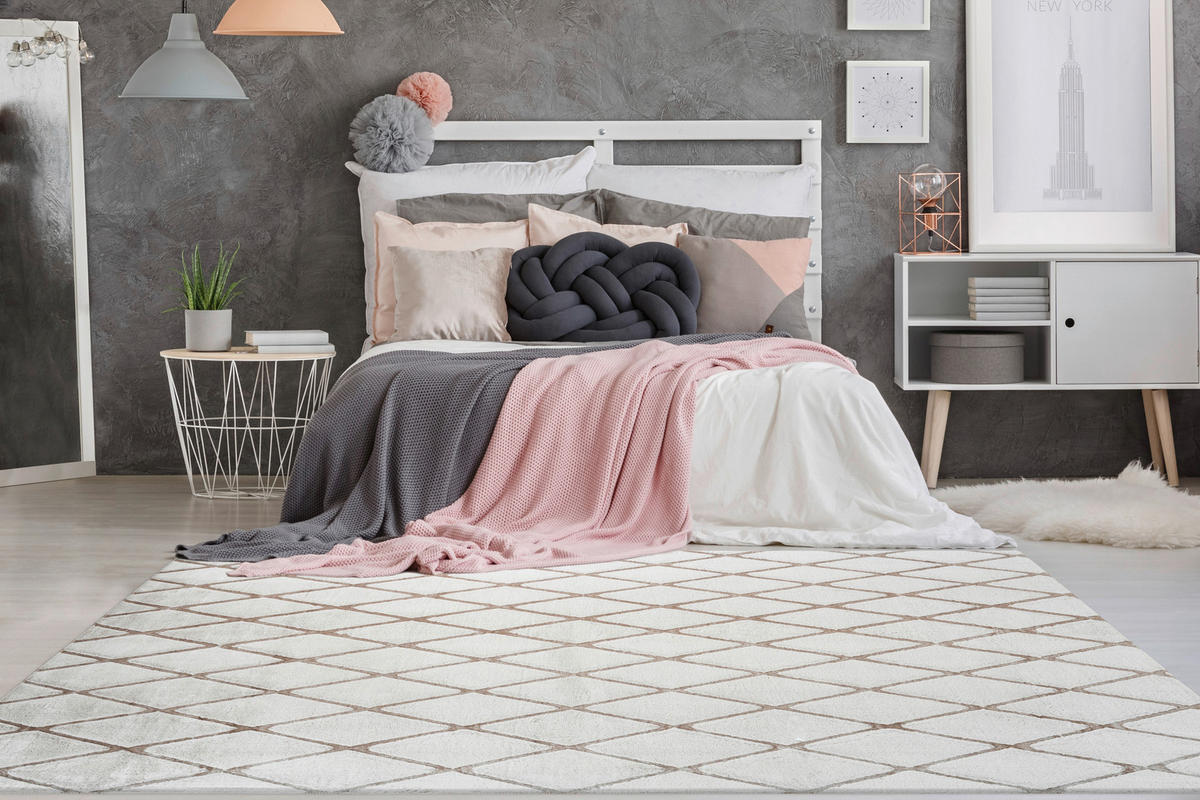 360Living Teppich Vivica taupe B/L: ca. 80x150 cm Vivica - weiß/taupe (80,00/150,00cm) - 360Living