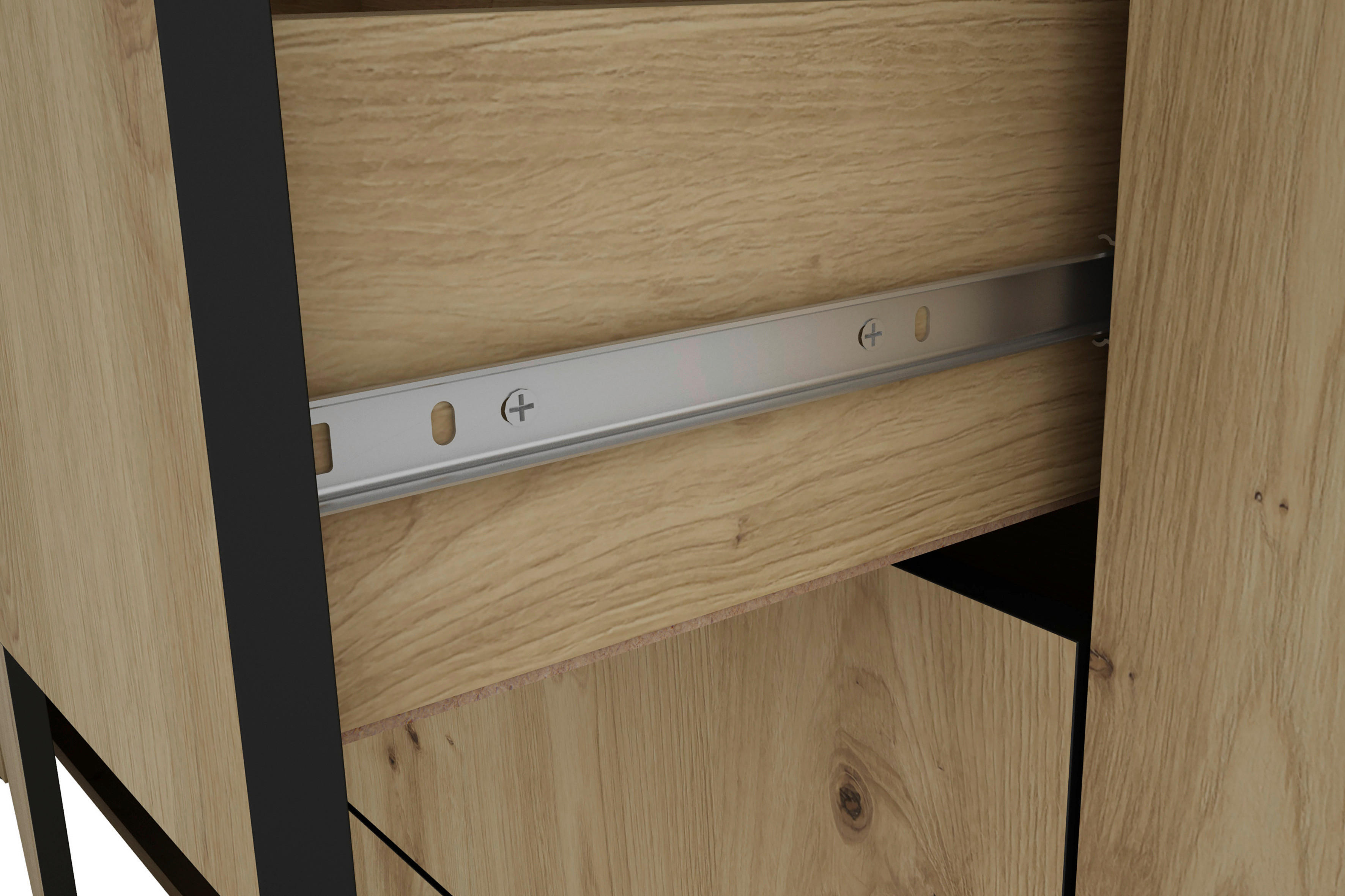 Highboard FARO Eiche schwarz B/H/T: ca. 120x137x40 cm FARO - Eiche/schwarz (120,00/137,00/40,00cm) - byLIVING