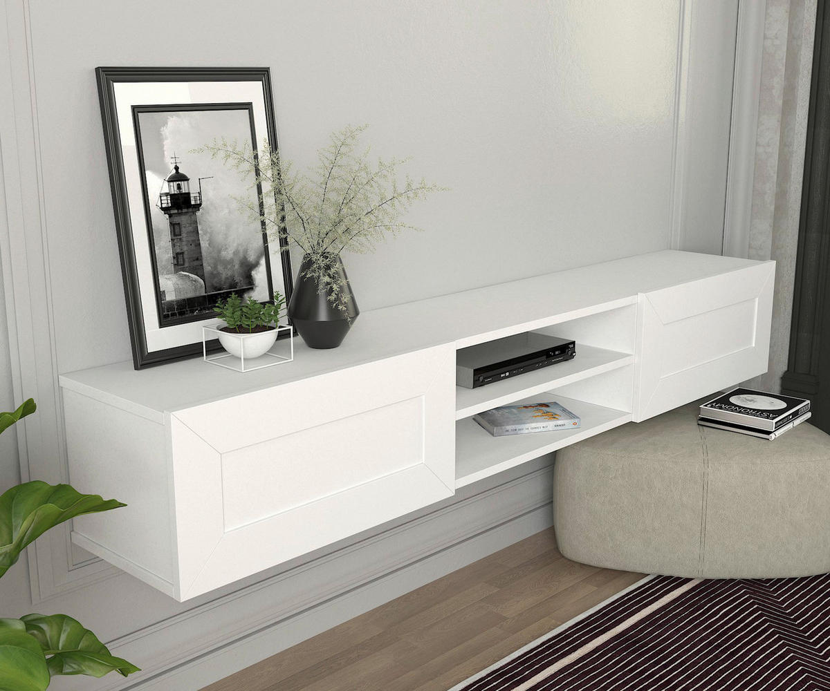 TV-Lowboard Piuma weiß B/H/T: ca. 180x29,1x29,6 cm Piuma - weiß (180,00/29,10/29,60cm) - moebel17