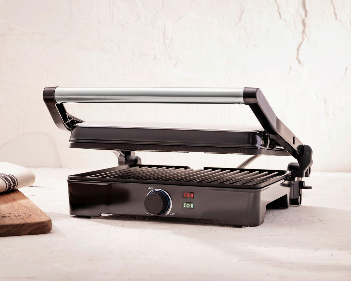 BERGNER Kontaktgrill silber B/H/L: ca. 15x37x38 cm EL BOHIO - schwarz/silber (38,00/15,00/37,00cm) - BERGNER