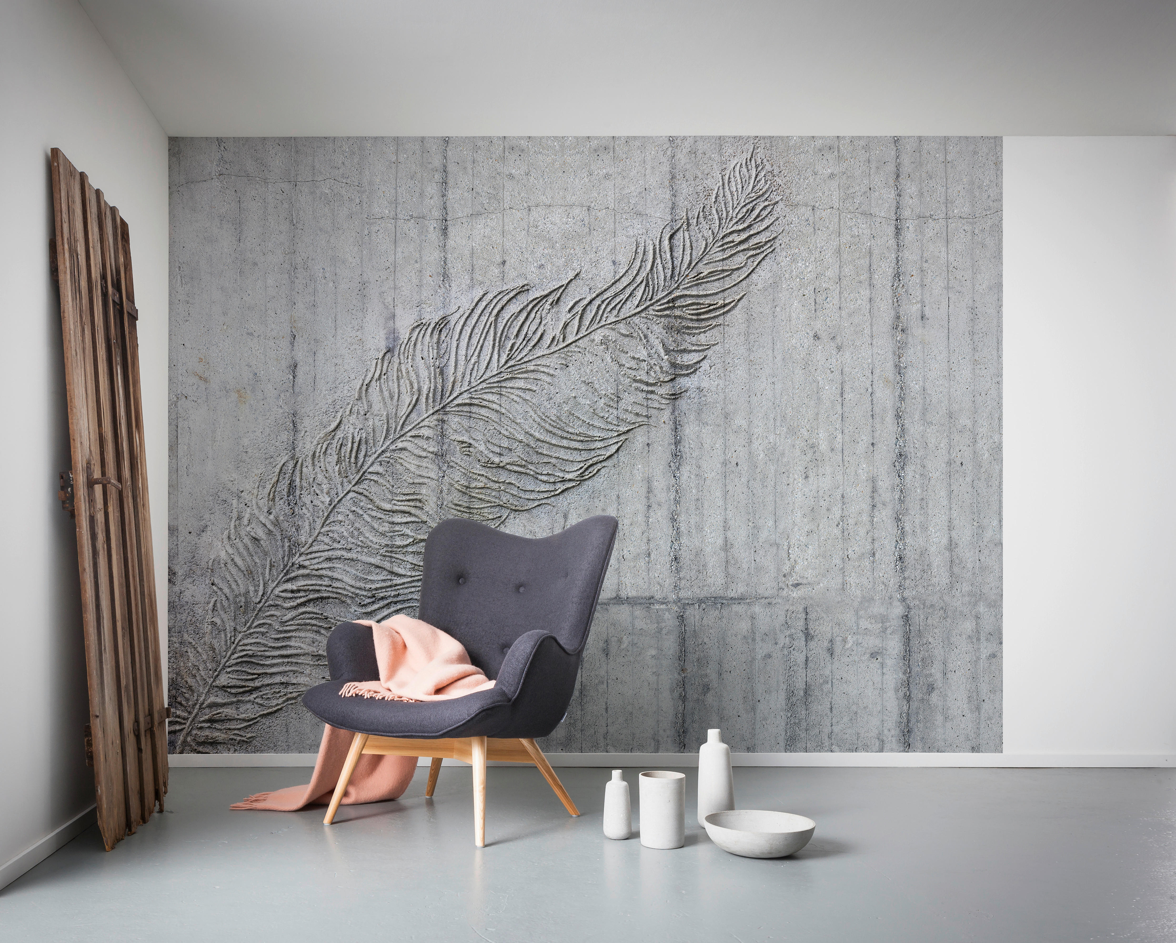 Komar Fototapete Betonfeder B/L: ca. 300x250 cm Betonfeder - (300,00/250,00cm) - Komar