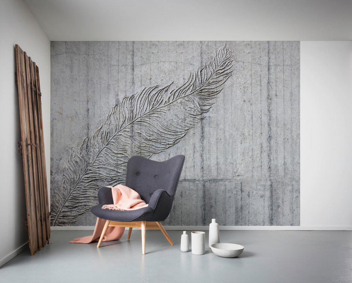 Komar Fototapete Betonfeder B/L: ca. 300x250 cm Betonfeder - (300,00/250,00cm) - Komar